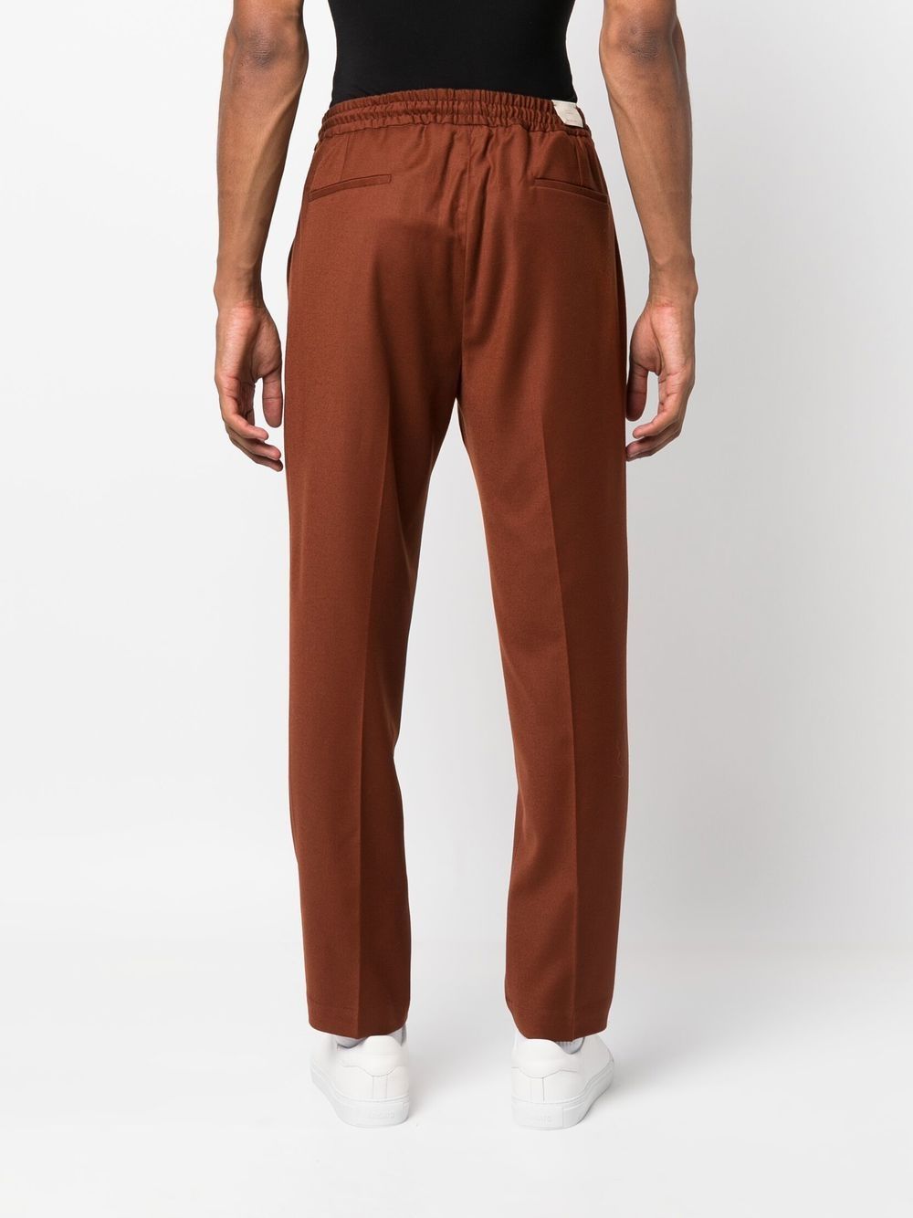 Brown drawstring straight leg trousers men